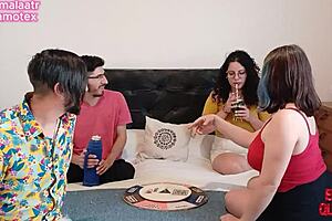 I can't believe how these two MILFs shared their boyfriends in this wild swinger foursome, with lots of licking and deepthroat