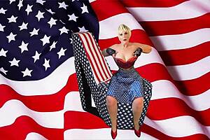 granny gives patriotic cocksucking to a big cock in this gilf scene