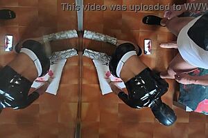 Milf in Stockings and High Heels Gets Fucked in Mouth and Doggy Style