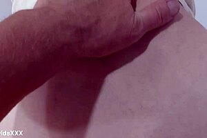 Intense standing doggystyle fuck and blowjob with mature wife in bathroom