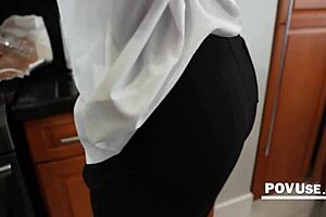 Dumb milf punishes stepson by letting him drill her! 😡