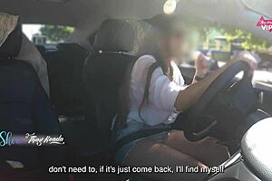 hot wife thay ksada flaunts in car for stranger to touch