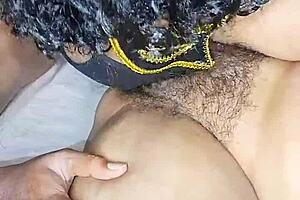 Licking Juicy Hairy Pussy of Hot Desi Indian Bhabhi Close-Up