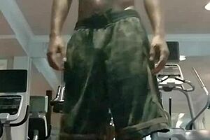 beautiful 21-year-old with brown eyes works out in dorm