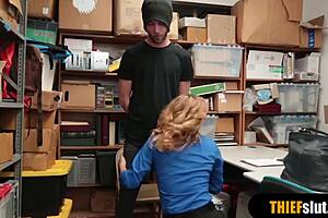 Hey, hot blonde milf security guard rough fucks thief in doggystyle.