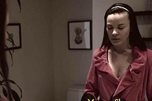 Amazing stepmom straponfucks cute teen 18+ hard!