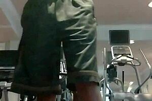 beautiful 21-year-old with brown eyes works out in dorm