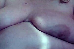 Stacy's big tits get cum after blowjob