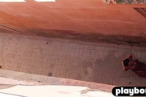 All natural milf angel constance exposes hot body posing naked outdoor in asian petite model striptease