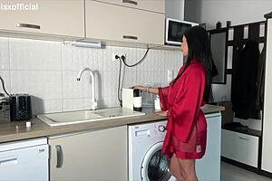 He comes home tired and his wife helps him relax