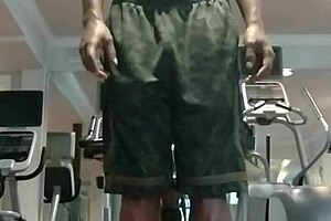 beautiful 21-year-old with brown eyes works out in dorm