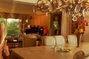 Brunette milf gets fucked hard in living room