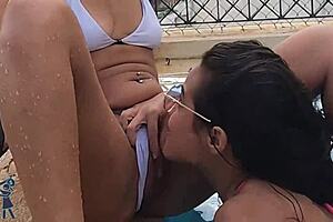 My friend dumped trash boyfriend, we fucked in building pool revenge