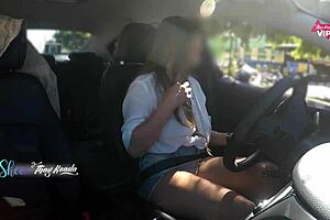 hot wife thay ksada flaunts in car for stranger to touch