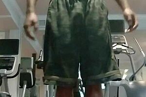 beautiful 21-year-old with brown eyes works out in dorm