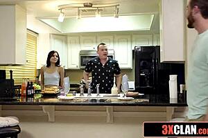 sneaky milf takes care of stepdaughter's boyfriend's dick in group threesome