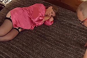 Granny Black Widow Sucks Cock in Cosplay Slut Scene