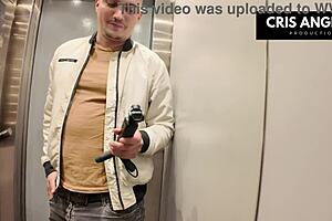 European brunette fucks married neighbor in elevator.