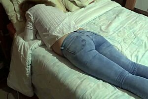 Just fucked, now pulling jeans up for huge cumshots on ass