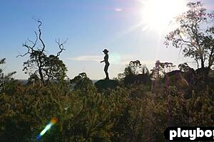 Medium Tits Brunette Miluniel Louis Poses Naked Outdoors Boldly