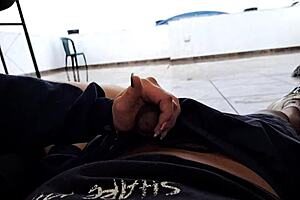 my stepsister sucks my cock on the terrace during massage