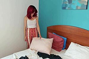 Curvy Milf Step-Mom Gets Stuck Cleaning Room