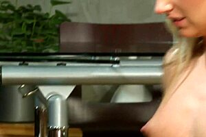 Blonde mom gets anal fingered in fishnets and heels. 😈