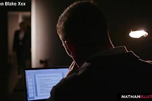 Natasha nice rides boss bareback in cowgirl, cumming on her ass