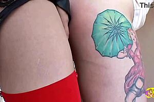 this dominant milf uses strapon on slave, fingering wet pussy and anal