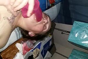 I double dick my wife with a dildo while she sucks it.