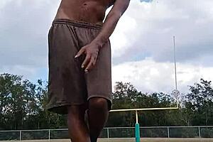 Is it good when uncle teaches pretty athletic cute black mature woman a homemade workout with father in law?