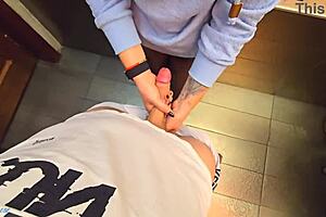 stranger cummed in my pantyhose in the restaurant toilet, it was so kinky and public