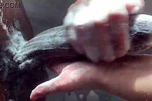 Horny College Babe Worships Massive Black Cock in Bathing Scene