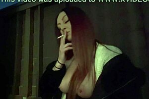 italian milf artemisia love flashes big tits outside