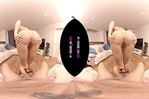 Pornbcn 4k VR - Julia De Lucia, your horny wife, catches you masturbating and fucks you with a footjob until you cum!