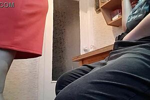 I jerk off in the kitchen hoping stepmom doesn't catch me.