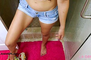 brunette model enjoys a relaxing bath with sensual touches