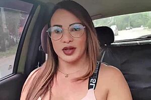 skinny blonde milf with fake tits fucks in high heels, cum on tits