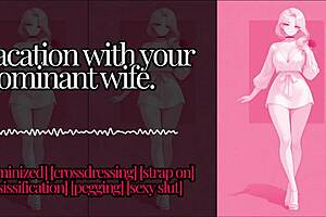 Girl fucks guy in erotic feminization roleplay with strapon and buttplug