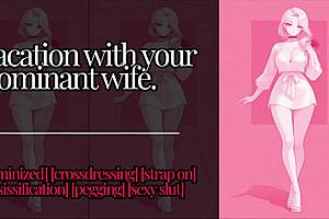 Girl fucks guy in erotic feminization roleplay with strapon and buttplug