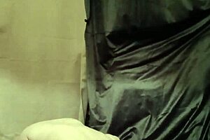 Slave in human urinal setup with buttplug