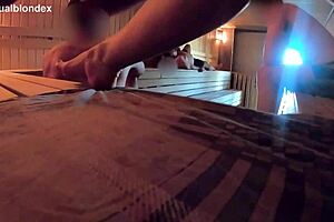 wife in the sauna teases strangers with hidden cam spying on her solo act