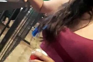 Young girl caught on street after party spreads legs for quick wet blowjob