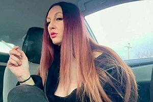 italian milf artemisia love smokes a cigarette in the car, flashing her big tits and nipple.