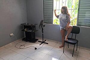 Neighbor caught watching, I gave a naked show playing with my pussy