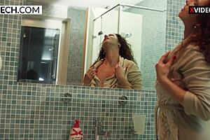 This sexy milf mom is teasing in the shower from xczech com.