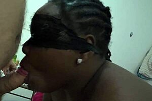 Ebony wife in lingerie sucking and swallowing cum 😘