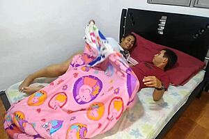 My stepbrother fucked me in his room right next to our stepparents' rooms, what a risky homemade encounter with big tits and ass.