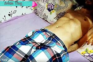 cheating wife ties up and jerks off her husband's best friend on camera