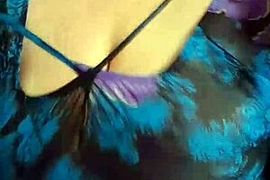 blonde milf in shorts shows big natural tits